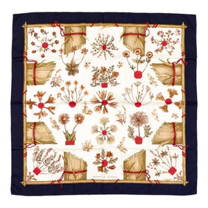 Hermes Silk Scarf Carre 90 "Herbier de Gavarnie" Blue Silk Scarf