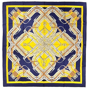 Mint! Hermes Scarf 90 &quot;Mors a Jouets&quot; Navy 100% Silk Scarf 35&quot;