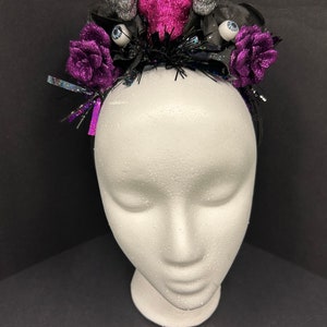 Halloween skulls and roses headband