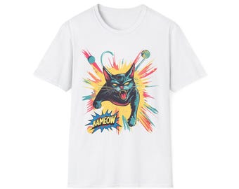 Comic Book Cat Unisex T-Shirt, Comic Lover Tee, Colorful Graphic Shirt, Fun Gift for Cat Owners, Unique Birthday Present