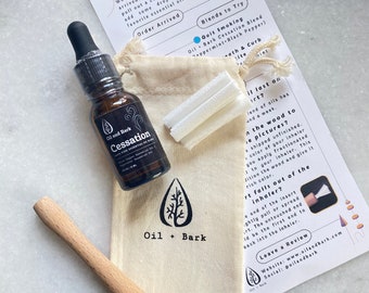 Aromatherapy Starter Kit Includes Beech Hardwood Breathe Stick and Oil + Bark Cessation Essential Oil Blend to Help Quit