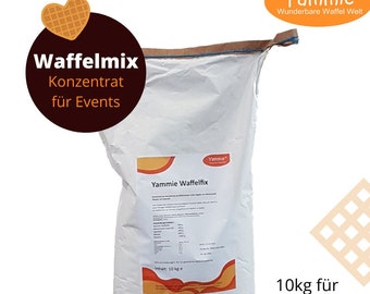 Wafflefix 10kg - mélange de base pour 350 gaufres - pour les événements gaufrés, gaufres à logo, moelleuses, avec une gamme élevée, ajout d'huile, de farine et d'eau