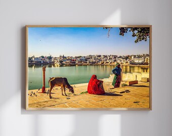 Two Indian women in Pushkar I Travel photo prints I Rajasthan Travel Prints I India Photography I Wall art I Boho Digital Download