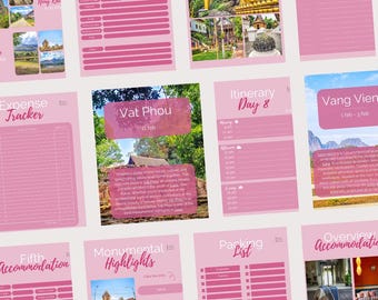 Travel Itinerary Laos I Digital planner I Holiday planner I Adjustable in Canva I Travel journal I In the worlds jungle