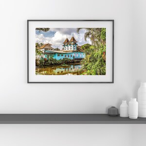 Blue colonial building in Alleppey I India Travel Print Collection I Travel photography I Boho Wall Art I Architecture print I ITWJ