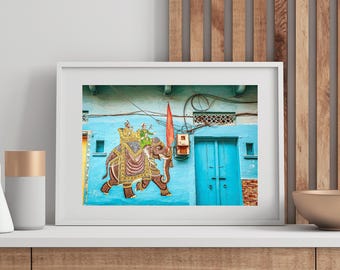 Street art of an elephant in Pushkar I Travel photo prints I Rajasthan Travel Prints I India Photography I Wall art I Boho Digital Download