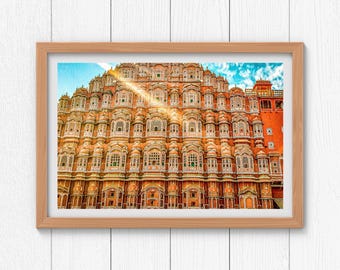 Hawa Mahal Jaipur-afdruk: reisfotografie Rajasthan India (digitale download)