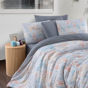 Parure de lit simple moderne - Housse de couette, drap-housse et taies d'oreiller - Entretien facile, confort et douceur dans des motifs modernes et éclatants - MSH-MAPS