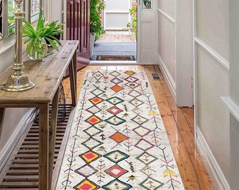 Custom Size Non-Slip Runner: Colorful Bohemian Design, Machine Washable, Vibrant Boho Geometric Pattern, Soft Hallway Rug - ALGTOWN