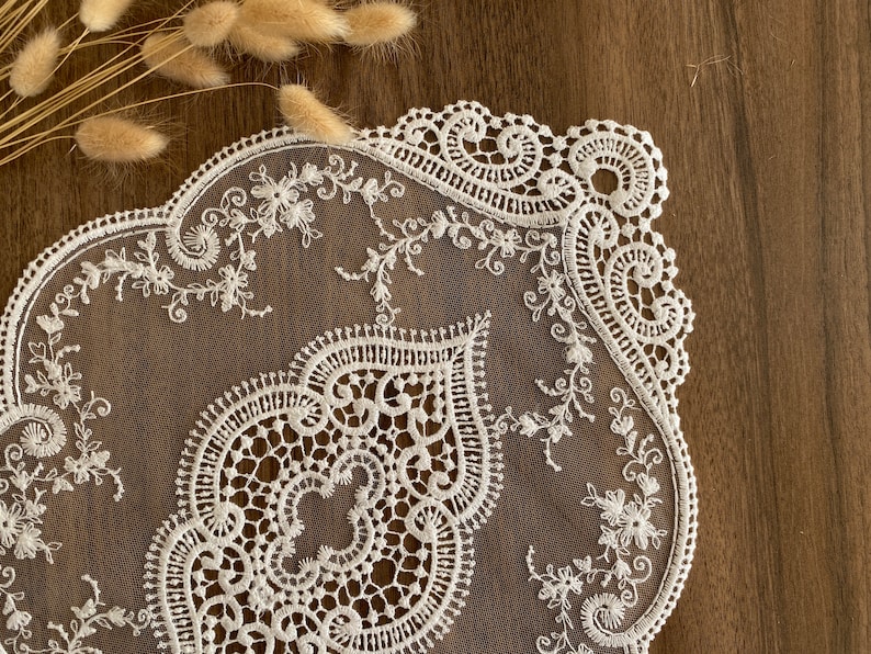 White Oval Lace Placemats Crocheted Lace White Lace Doily Etsy