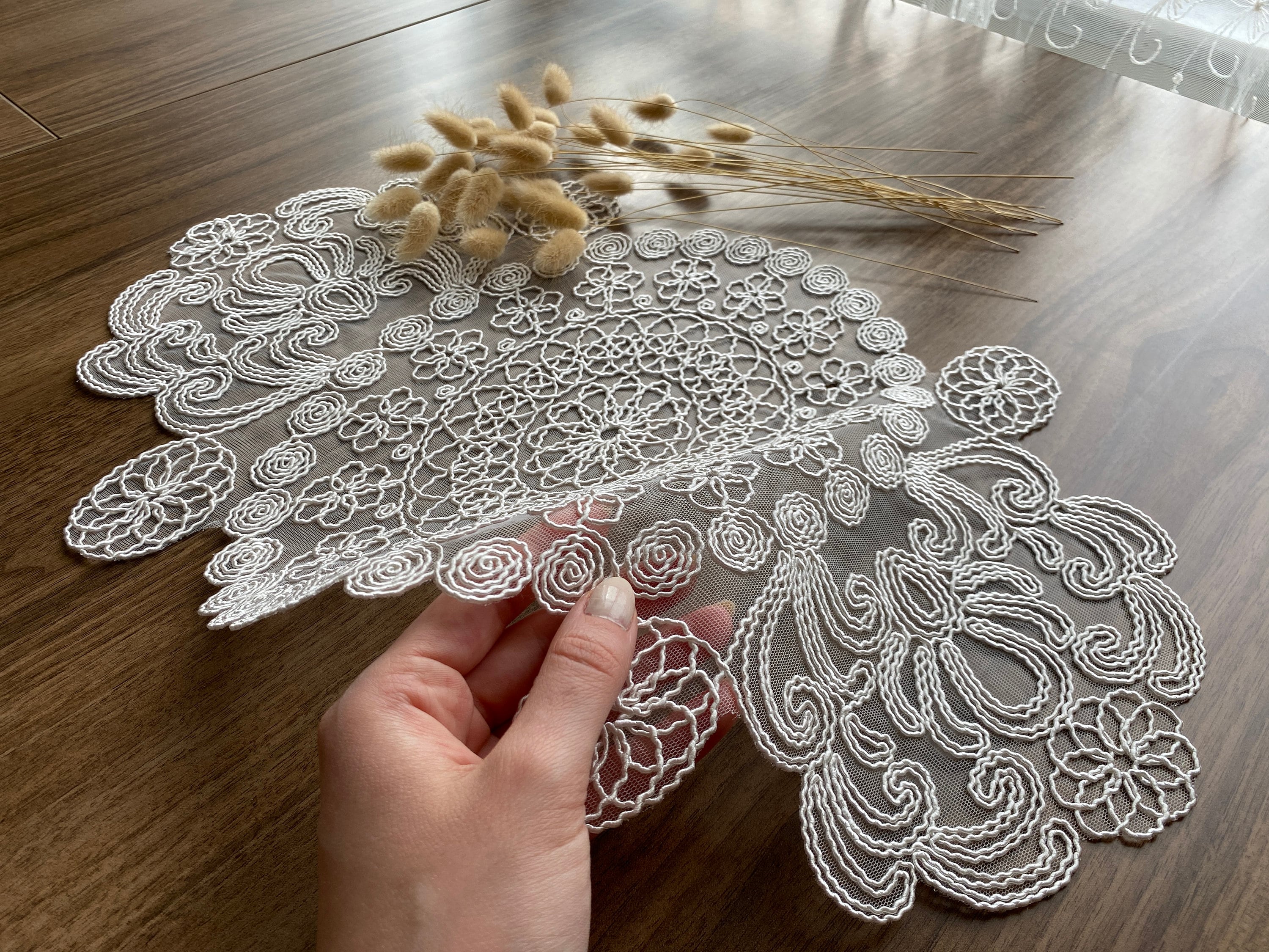 Cream French Lace Doily Placemats Vintage Velvet Lace Etsy