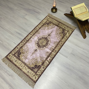 Pink Prayer Mat, Prayer Mat with Tasbeh, Prayer Rug, Muslim Janamaz, Namaz Rug, Musallah, Islamic Gift, RNR462