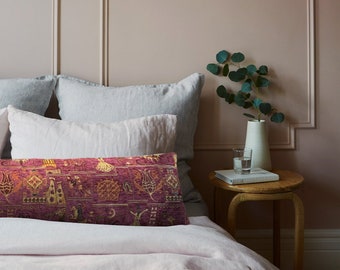 12” X 48 “ Oversized Lumbar Pillow, Fuchsia Cushion Cover, Boho