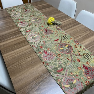 Runner da tavolo turco con motivo tulipano verde, runner da tavolo boho per matrimonio, runner da tavolo, arredamento per la casa, decorazione da fattoria, RNR495
