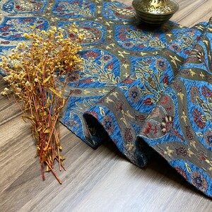 Blue Tulip Pattern Turco Coffee Table Cloth Runner, Garofano Boho Wedding Oriental Table Runner, Diner Table Runner Cloth, RNR260