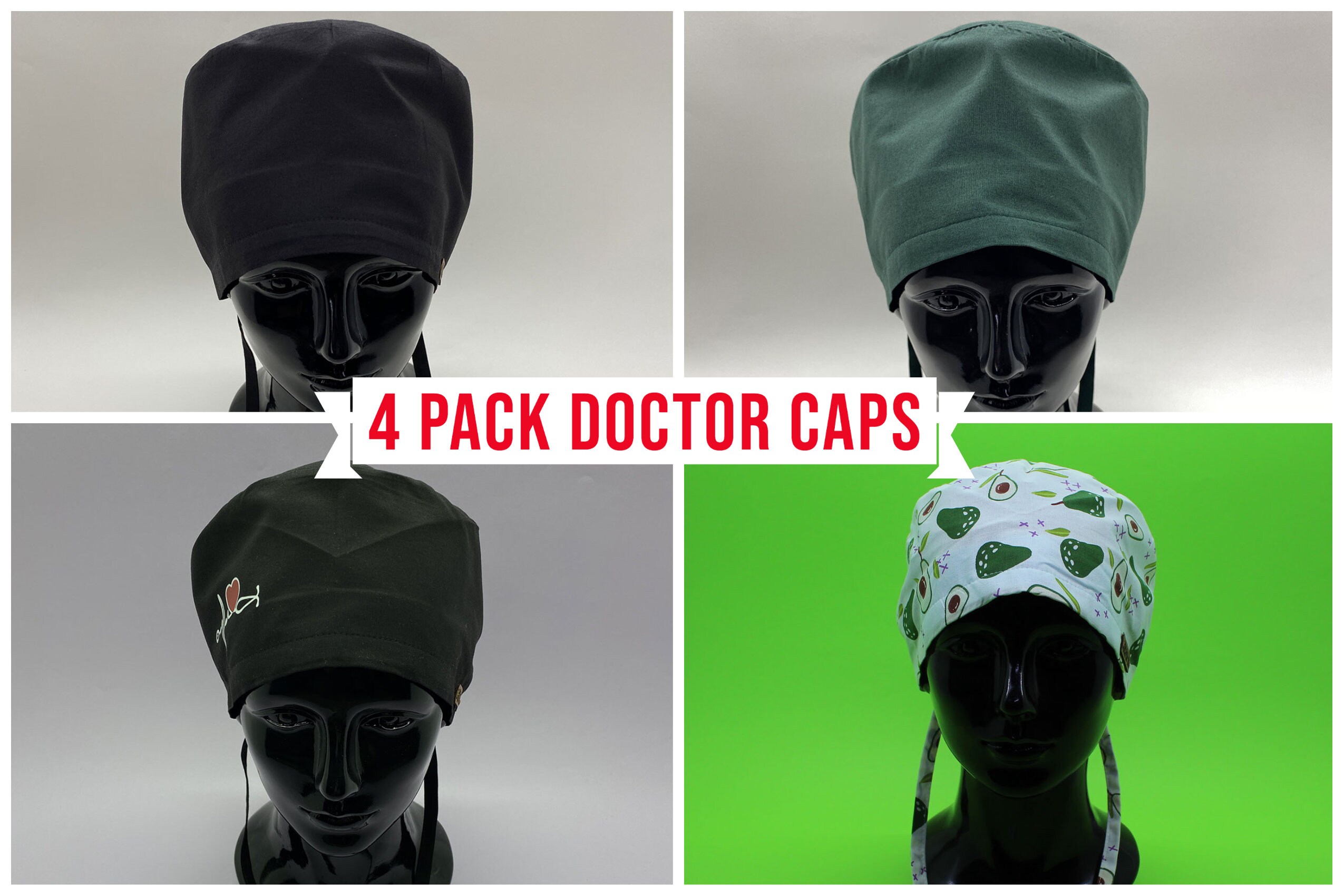 4 Pack Doctor Scrub Caps HAT188187218145 Etsy