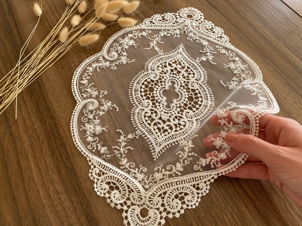 White Oval Lace Placemats Crocheted Lace White Lace Doily Etsy