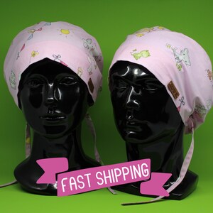 Anime Scrub Hat, Scrub Cap, Short Hair Scrub Cap, Easy Scrub Hat, Pink Scrub Cap, Scrub Cap, Surgical Cap, Scrub Hat,     HAT116