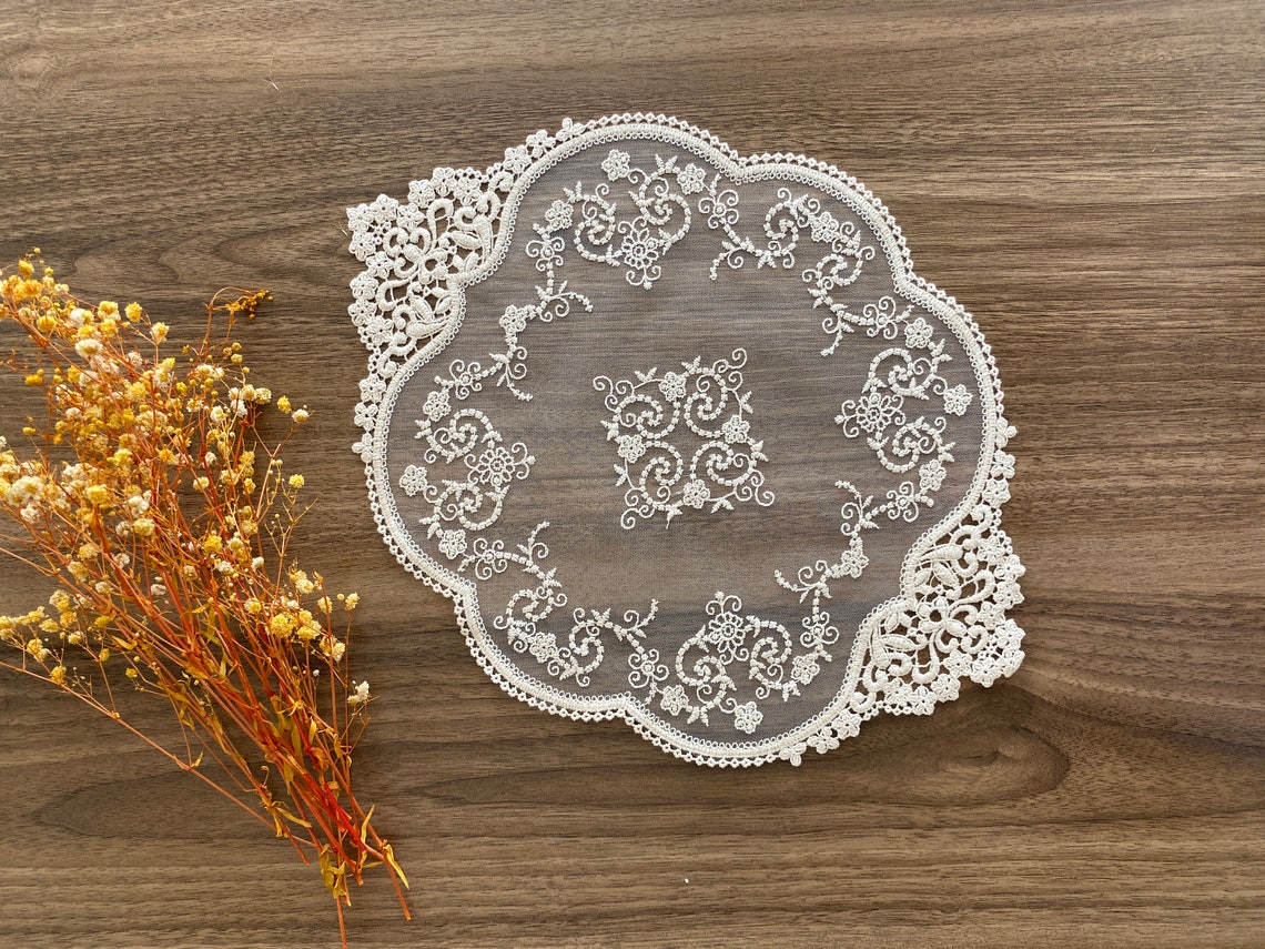 Cream Lace Doily Lace Table Mat Lace Doily Placemats Doily Etsy