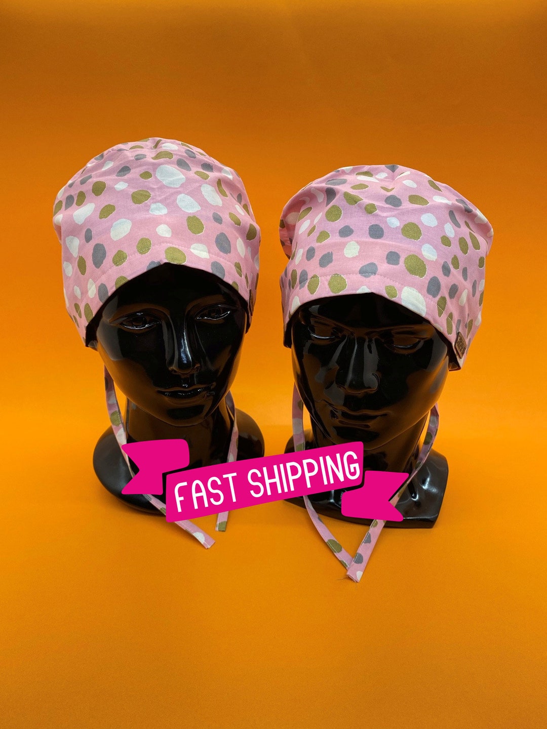 Dental Scrub Cap, Scrub Cap Buttons, Polka Dots Mens Scrub Cap, Cap