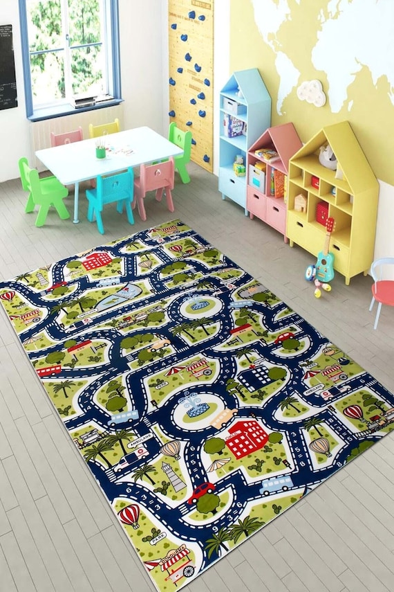 KIDS PLAY RUG, Custom Size Washable Non-Slip Play Mat, Soft Nursery Rug, Kids Room Carpet,  BHJ930