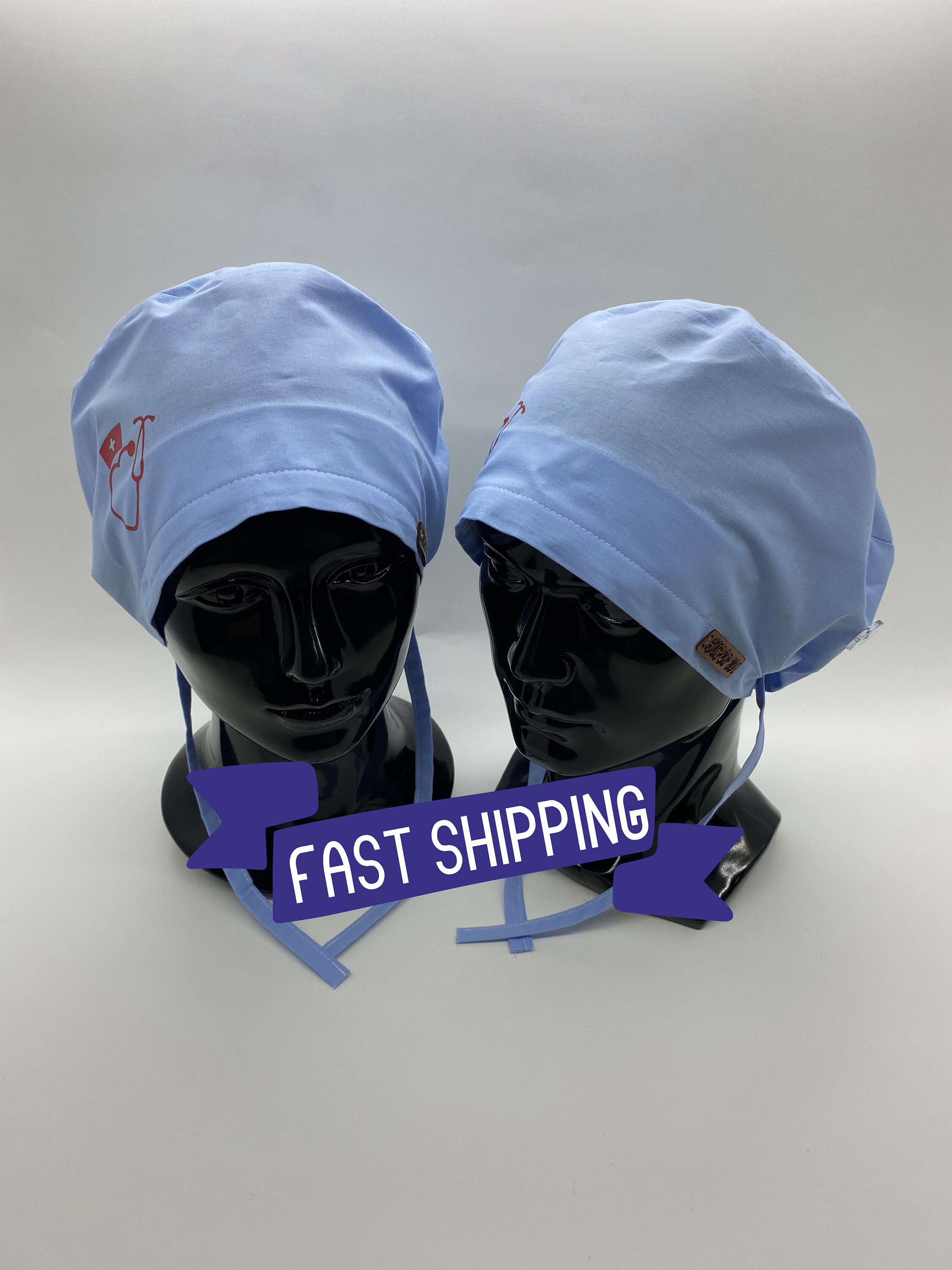 Nurse Cap Surgical Head Cover Medical Scrub Hat Chef Headwear For Women Adjustable Doctor Cap Unisex Breathable Sweat Absorption Surgery Hat With Ties For Long Hair Blue - View #5