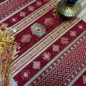 Runner tovaglia turca bordeaux, senape Boho Runner per matrimonio, Kilim Design Table Runner, Bridal Shower Decor, , RNR099