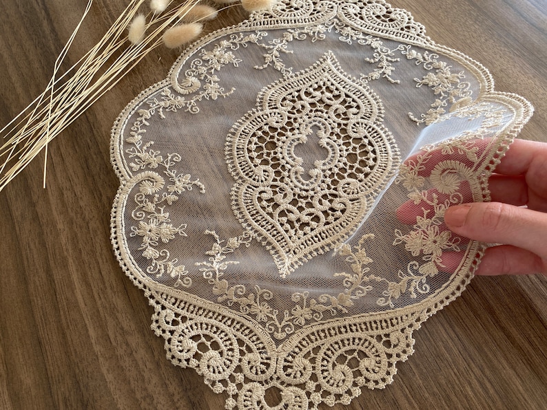 Cappuccino Oval Lace Placemats Table Cloth Lace Table Etsy