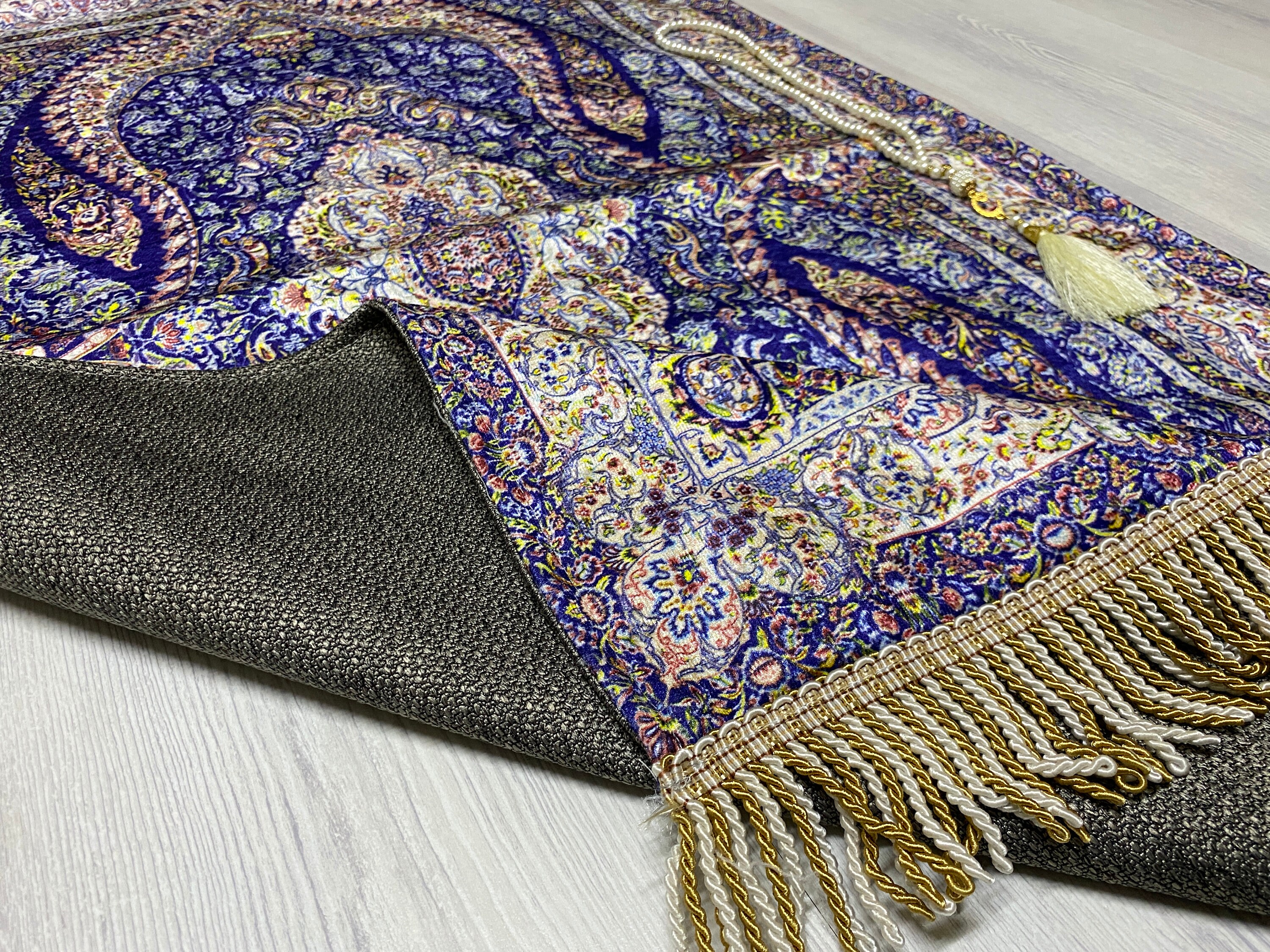 Soft Dark Blue Prayer Mat Prayer Mat With Tasbeeh Prayer Etsy UK