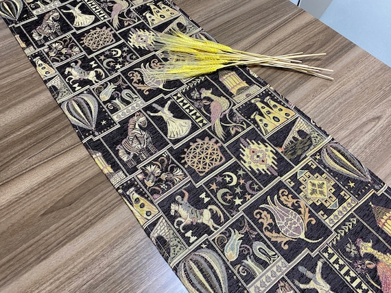 Dark Brown Cappadocia Turkish Table Runner, Boho Table Dark Brown Cappadocia Turkish Table Runner, Boho Table