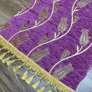 Fuchsia Tulip Muster Mini türkischen Kaffeetischdecke Läufer, Magenta Home Boho Hochzeit Orientalischen Tischläufer, Diner Tischläufer, RNR335