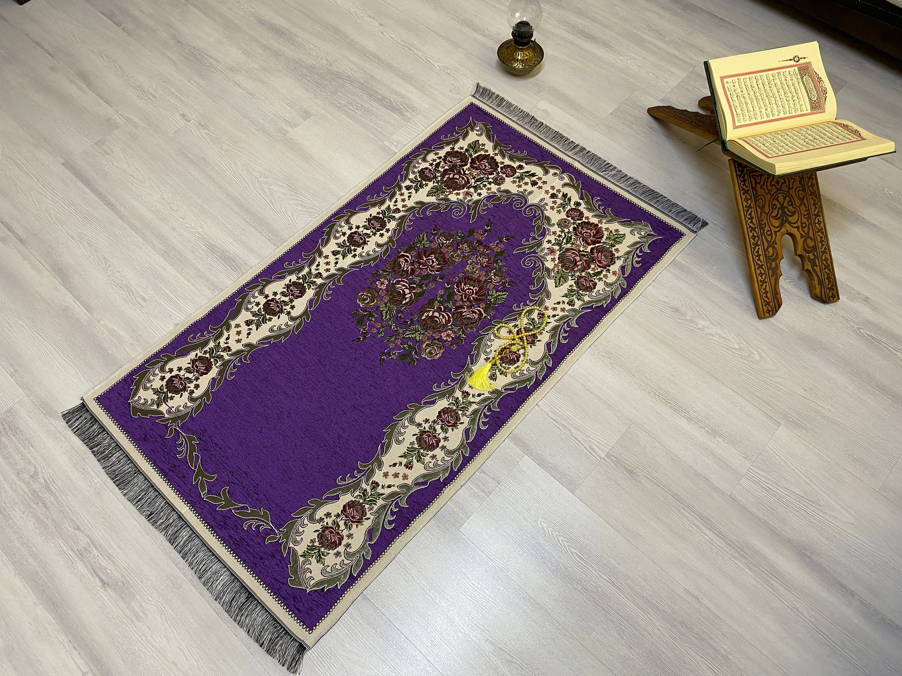 Purple Light Prayer Mat, Sejadah Prayer Mat With Tasbeeh,muslim