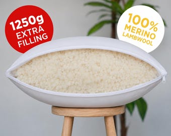 Poduszka do spania z naturalnej wełny jagnięcej, oddychająca bawełna, bardzo wygodna w sypialni