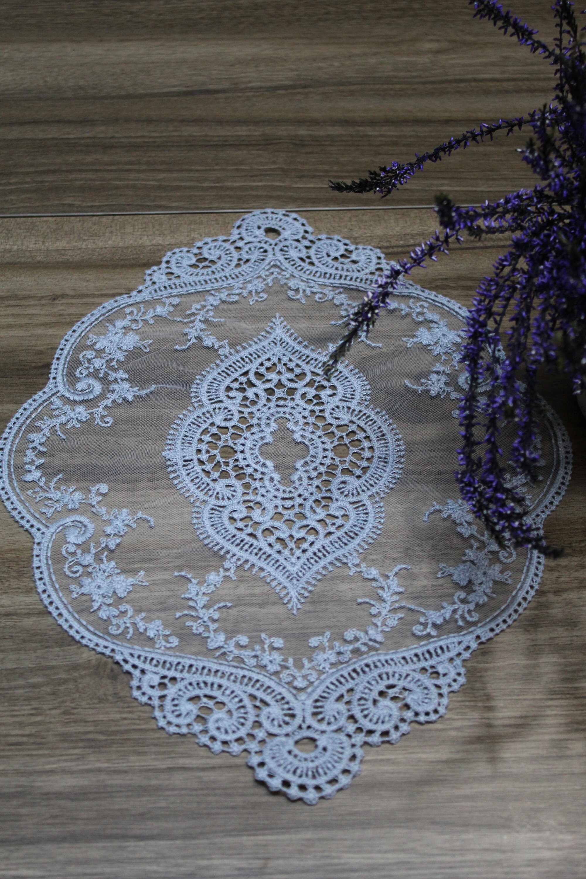 Gray Oval Lace Placemats Vintage Lace Doilies Lace Etsy