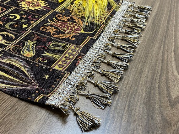 Dark Brown Cappadocia Turkish Table Runner, Boho Table Dark Brown Cappadocia Turkish Table Runner, Boho Table