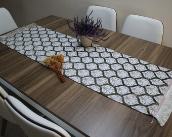 Off-White Turkish  Table Cloth Runner, Chenille Table Runner For Wedding, Turkish Table Cloth,     RNR113
