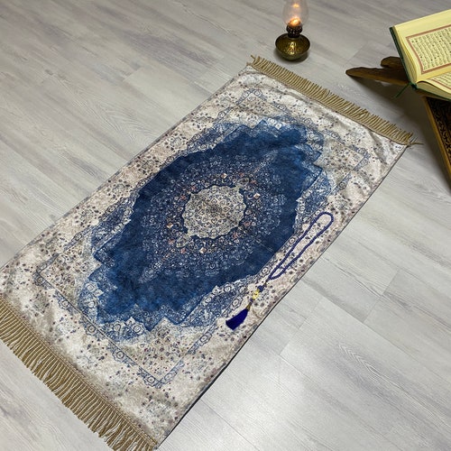 Dark Blue Sejadah Lux Prayer Mat Prayer Rug Janamaz Etsy