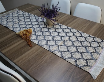 Beige Turkish  Table Cloth Runner, Chenille Table Runner For Wedding, Kitchen Table Runner,    RNR112