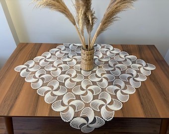 Creme Spitze Tischdecke Französisch Windrad Gestickte quadratische Abdeckung für Essen, Hochzeit, Party oder Kaffeetisch