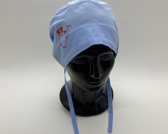 Blau-Blaue Chirurgische Scrub Cap Hut für Frauen mit Knöpfen Ohr Schoner Verstellbare Elastische Tie Back Medizinische Hut Kopfbedeckung für Krankenschwester, HAT202
