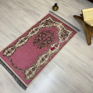 Pink Light  Prayer Mat, Sejadah Prayer Mat with Tasbeeh,Muslim Wedding Gift, Prayer Rug, Muslim Janamaz, Islamic Gift, RNR528