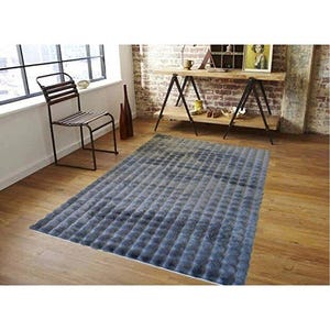 Dark Gray Grid Plush Rug for Living Room, Ultra Soft Textured Carpet with Anti-Slip Bottom for Bedroom or Kids Room Decor image 6
