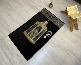 Kaaba Hz Abraham Prayer Mat, Sejadah Prayer Mat with Tasbeeh,Muslim Wedding Gift, Prayer Rug, Muslim Janamaz, Islamic Gift, RNR538
