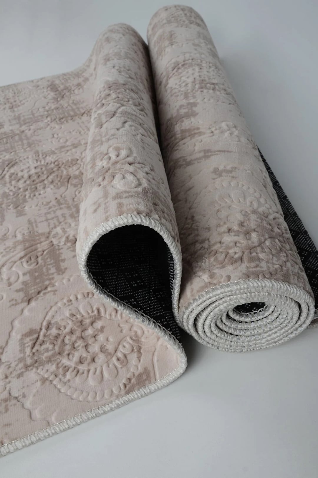 Beige Shell Rug Runner Custom Size Runner Rug: Beige Farmhouse Style, Machine Washable ...