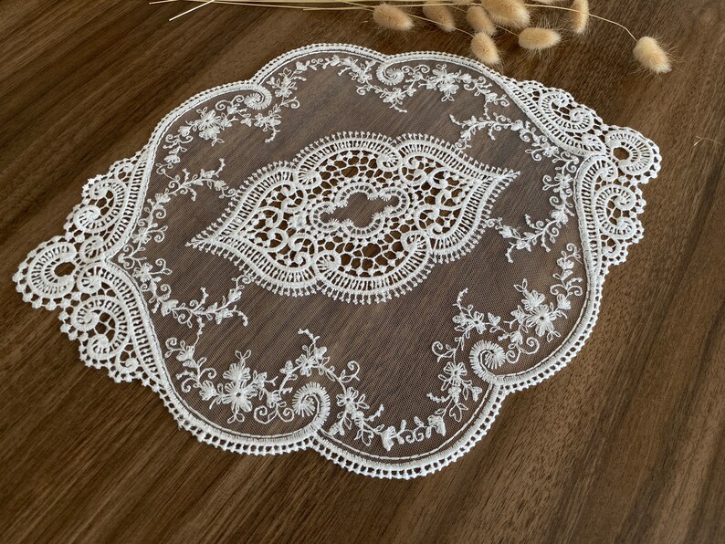 White Oval Lace Placemats Crocheted Lace White Lace Doily Etsy