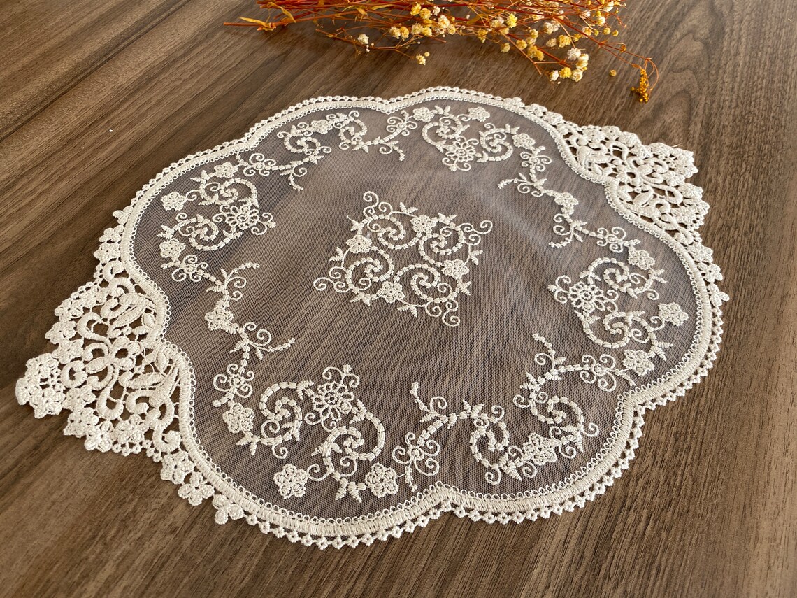 Cream Lace Doily Lace Table Mat Lace Doily Placemats Doily Etsy