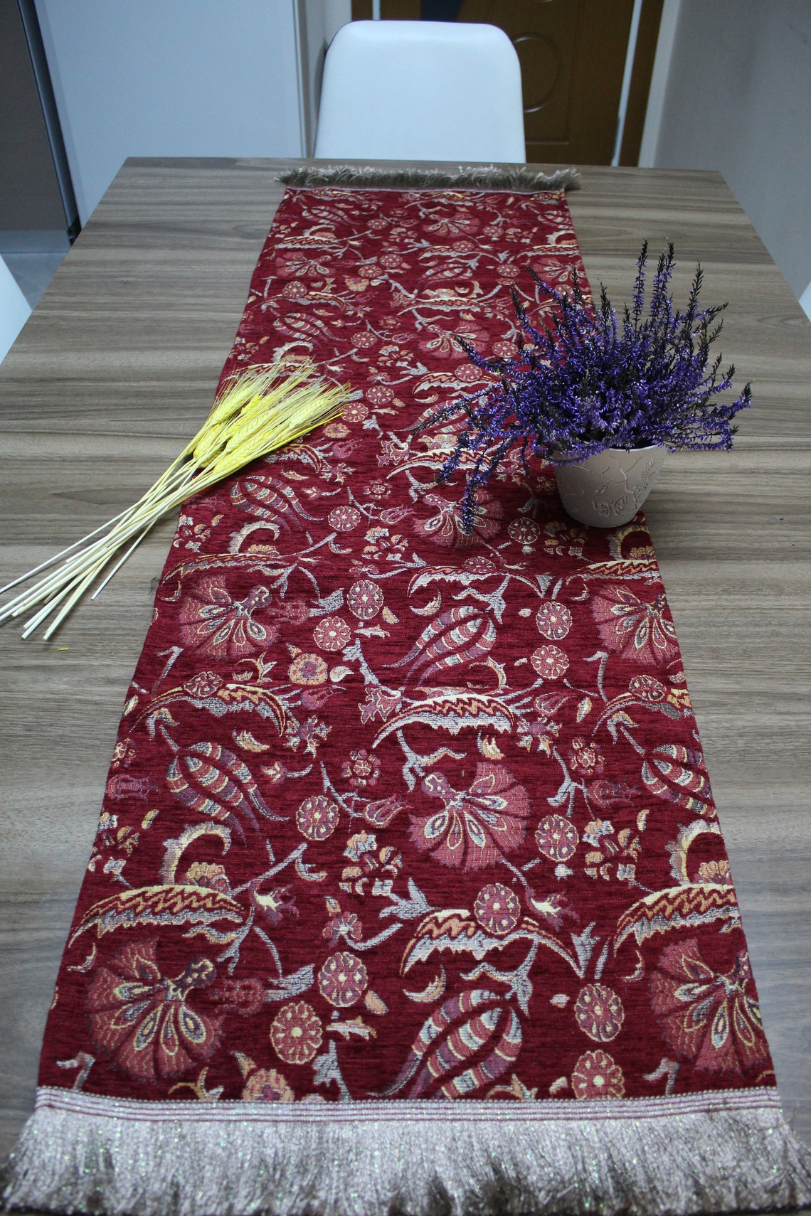 Burgundy Turkish Table Cloth Runner Boho Table Runner For Etsy