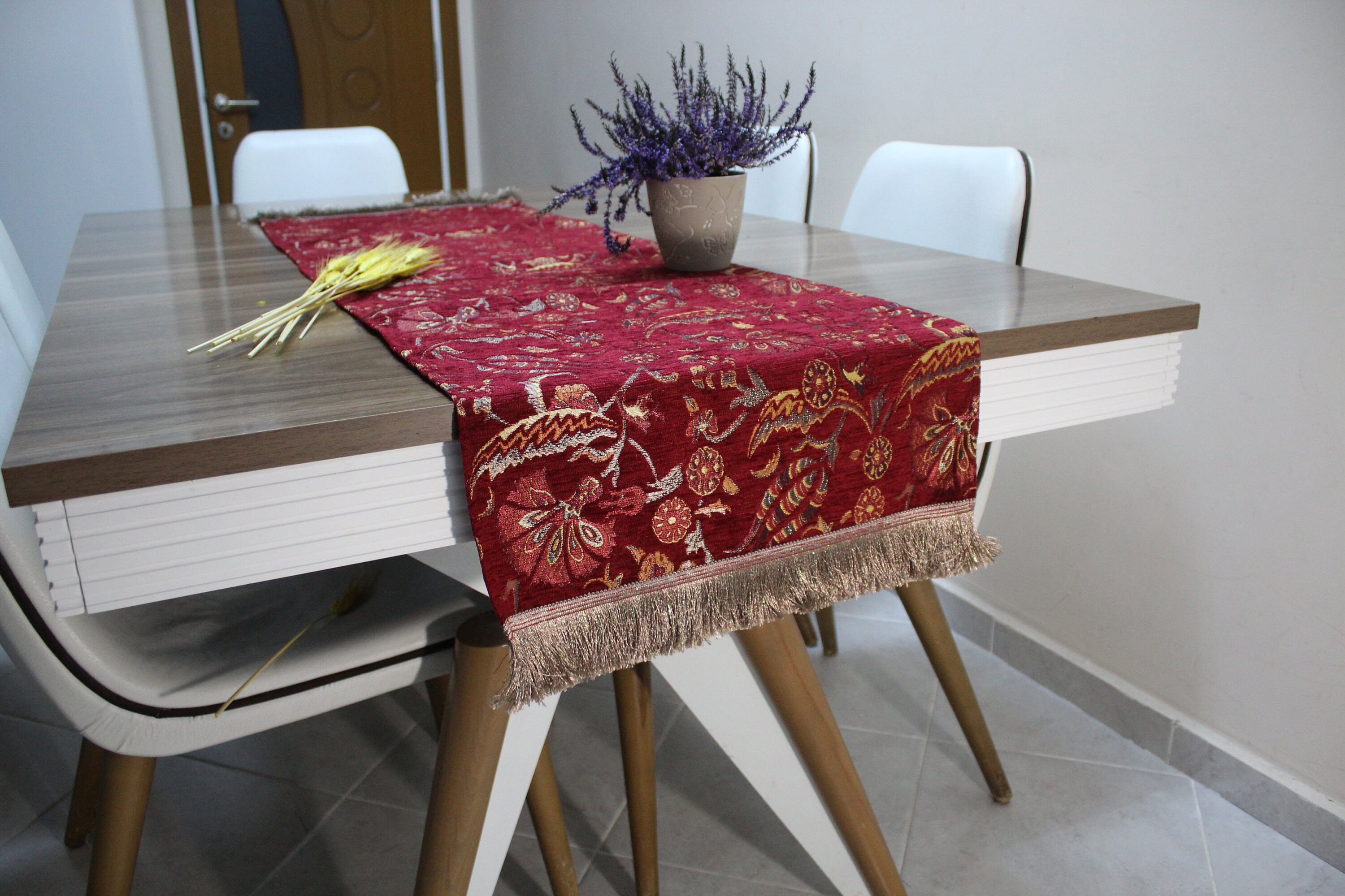Burgundy Turkish Table Cloth Runner Boho Table Runner For Etsy