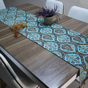 Tovaglia Turchese Turchese Runner, Tulip Design Floral Boho Runner Per Matrimonio, Copritavolo Verde, Runner Da Tavolino, RNR187