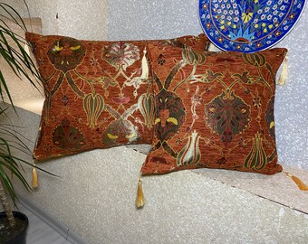 SET OF 2 Turkish Cushion Covers, Terracotta Oriental Pillow Case, Decorative Handmade Boho Style Pillow Case, CSH-101-104